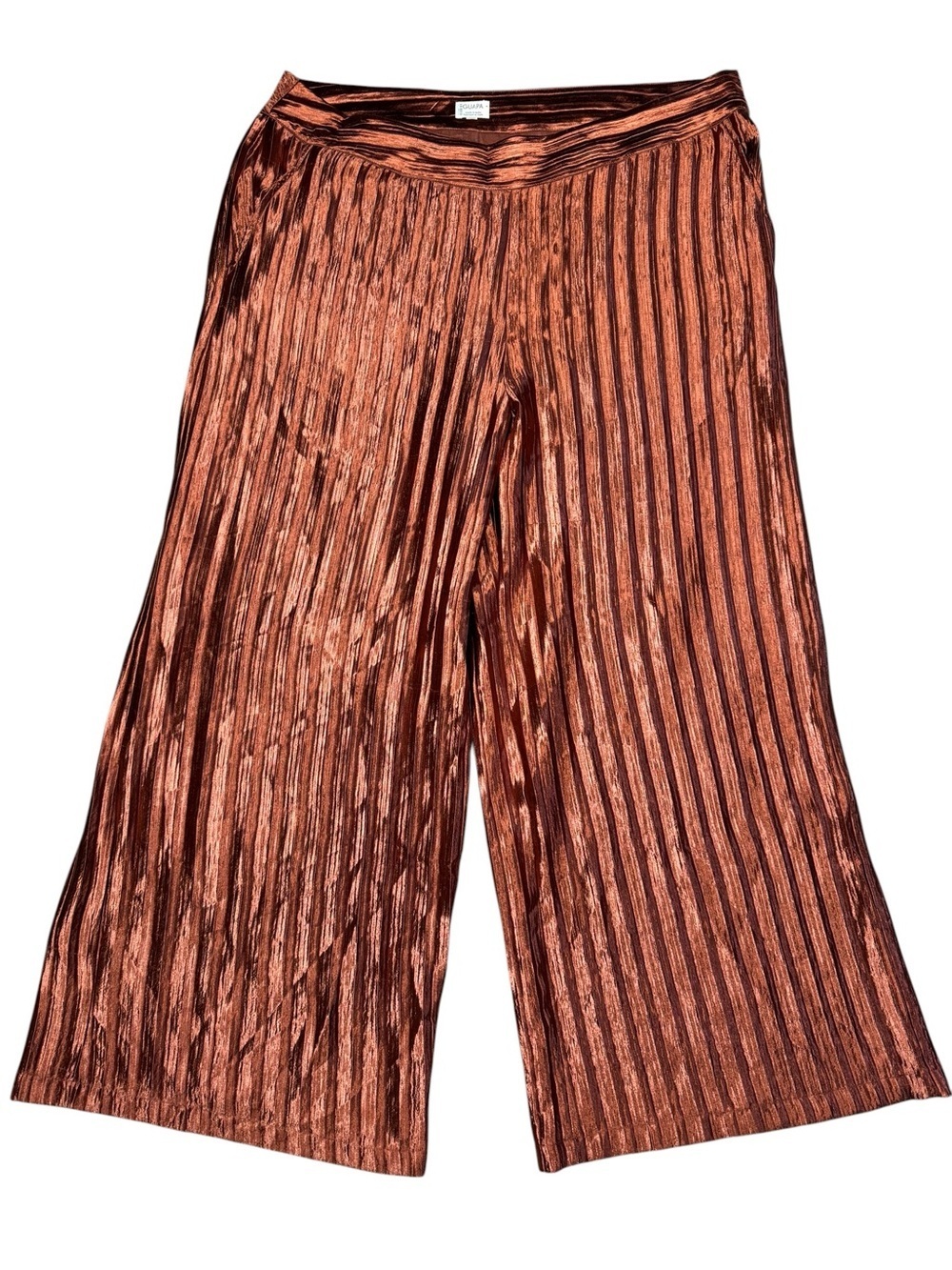 Anthropologie Guapa Naomi Pleated Metallic Pants In Rust Size 2X - Picture 2 of 7